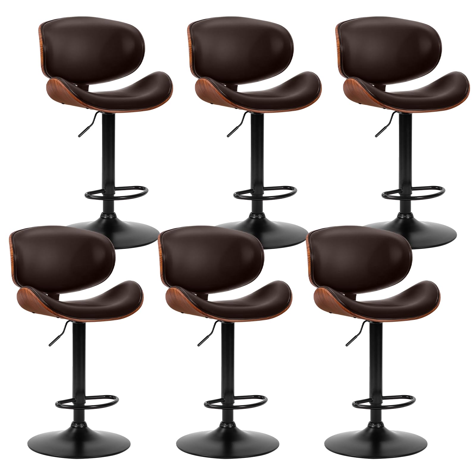 View 1 of [Only 2] DUMOS Swivel Bar Stools Set of 2, Adjustable Counter Height