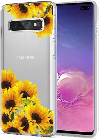 Phone Case for Galaxy S10 PlusNot fit S10 5G, Samsung S10 Plus Case for Girls,Clear Slim Shockproof Soft TPU Back Phone Protective Cover Cases for Samsung Galaxy S10 Plus 6.4 inchsunflower