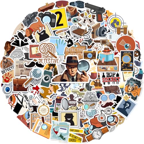 100 Stück Geheimagent-Detektiv-Aufkleber, Wasserdichte, für Kinder und Teenager, Geburtstagsparty- und Motto-Dekorationen, auch für Wasserflasche