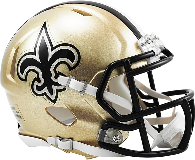 Mini casco de fútbol americano Riddell Speed ​​actual de los New Orleans Saints - Nuevo en caja Riddell
