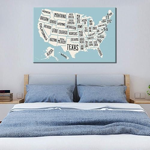 Miniatura 3 de Pósteres de Mapas de Estados Unidos con detalles de nombre, 1 pieza de impresión de póster de mapa de Estados Unidos, impresión artística de pared