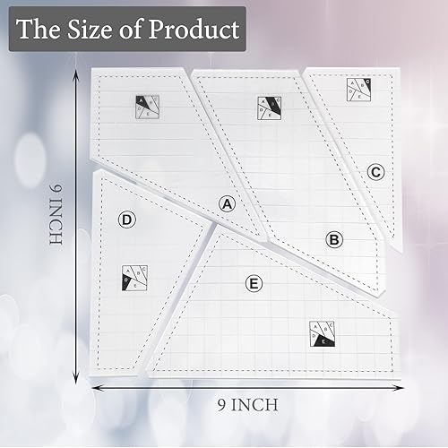 Miniatura 2 de Reglas y plantillas de acolchado, 5 piezas creativas plantillas de corte de acolchado acrílico para patrones de corte, juego de reglas de edredón,
