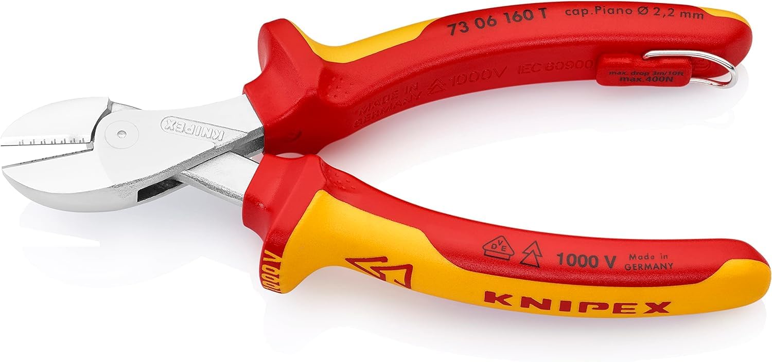 KNIPEX X-Cut Tronchese laterale compatto in blister cromata, 73 06 160 T BK | isolante con manici rivestiti in materiali bicomponente, collaudati VDE;