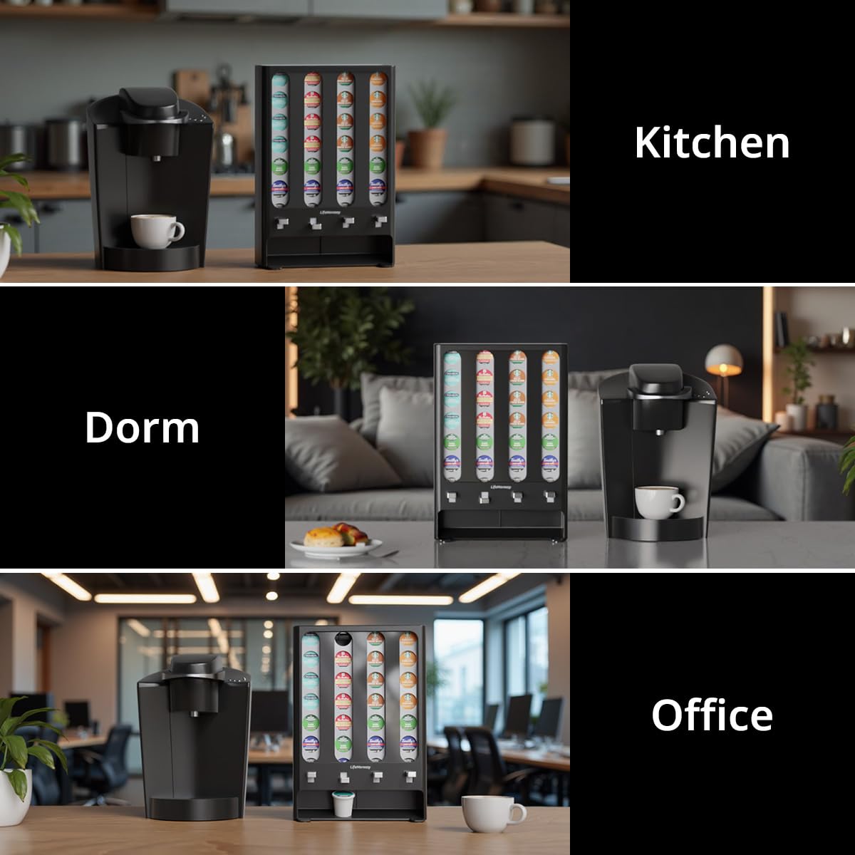 LifeMoreasy Soporte de almacenamiento creativo para cápsulas de café K, dispensador de cápsulas K, organizador de tazas K para 28 cápsulas