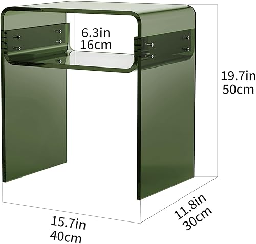 Miniatura 34 de Mesa auxiliar de acrílico transparente de 2 niveles para sala de estar, dormitorio, decoración del hogar (amarillo) Negro -,Azul,Claro,Transparente