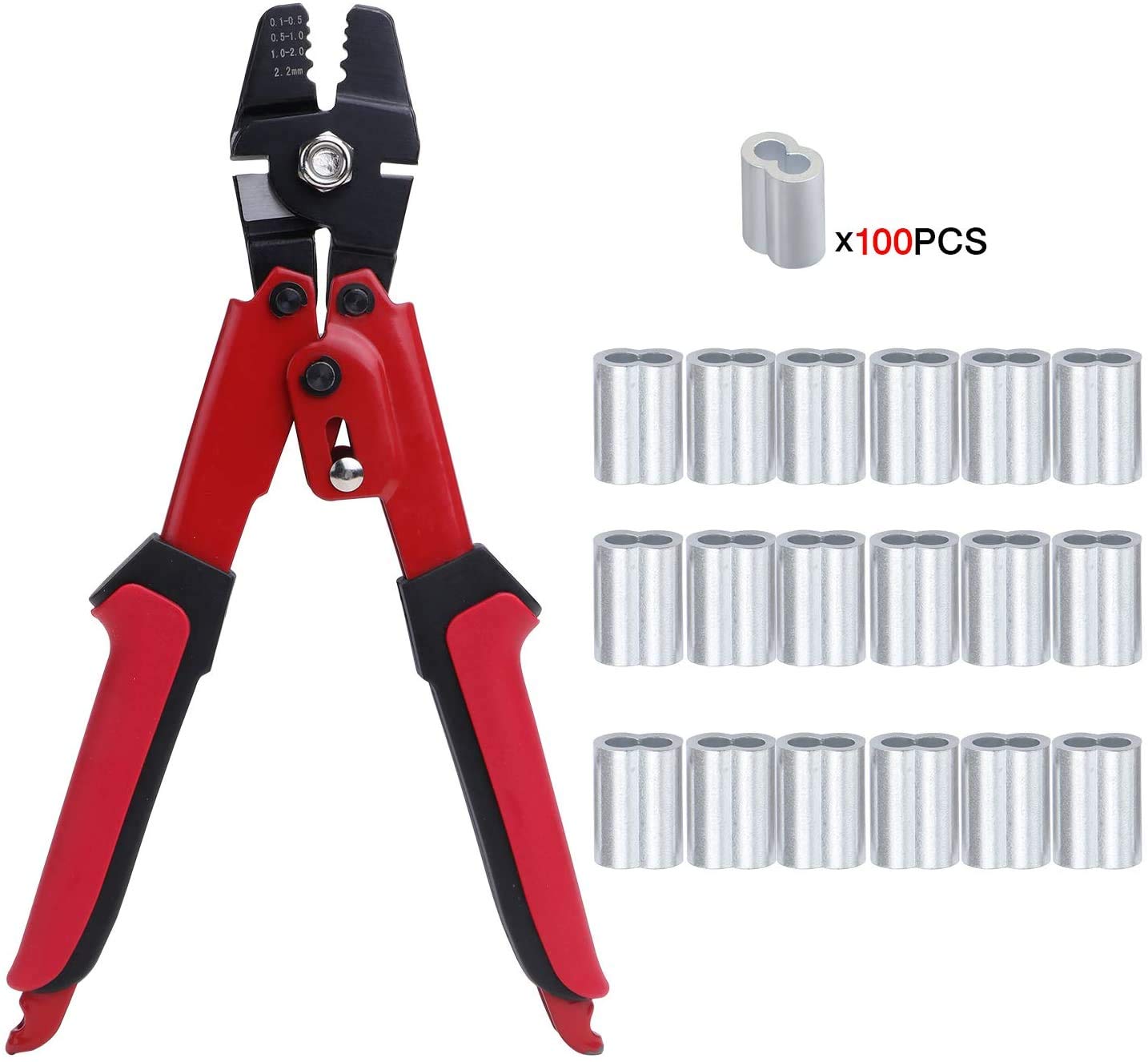 Wire Crimping Tools Wire Rope Cutters Crimpers 2.2mm Ferrule Crimping Tool Kit with 100 Pcs