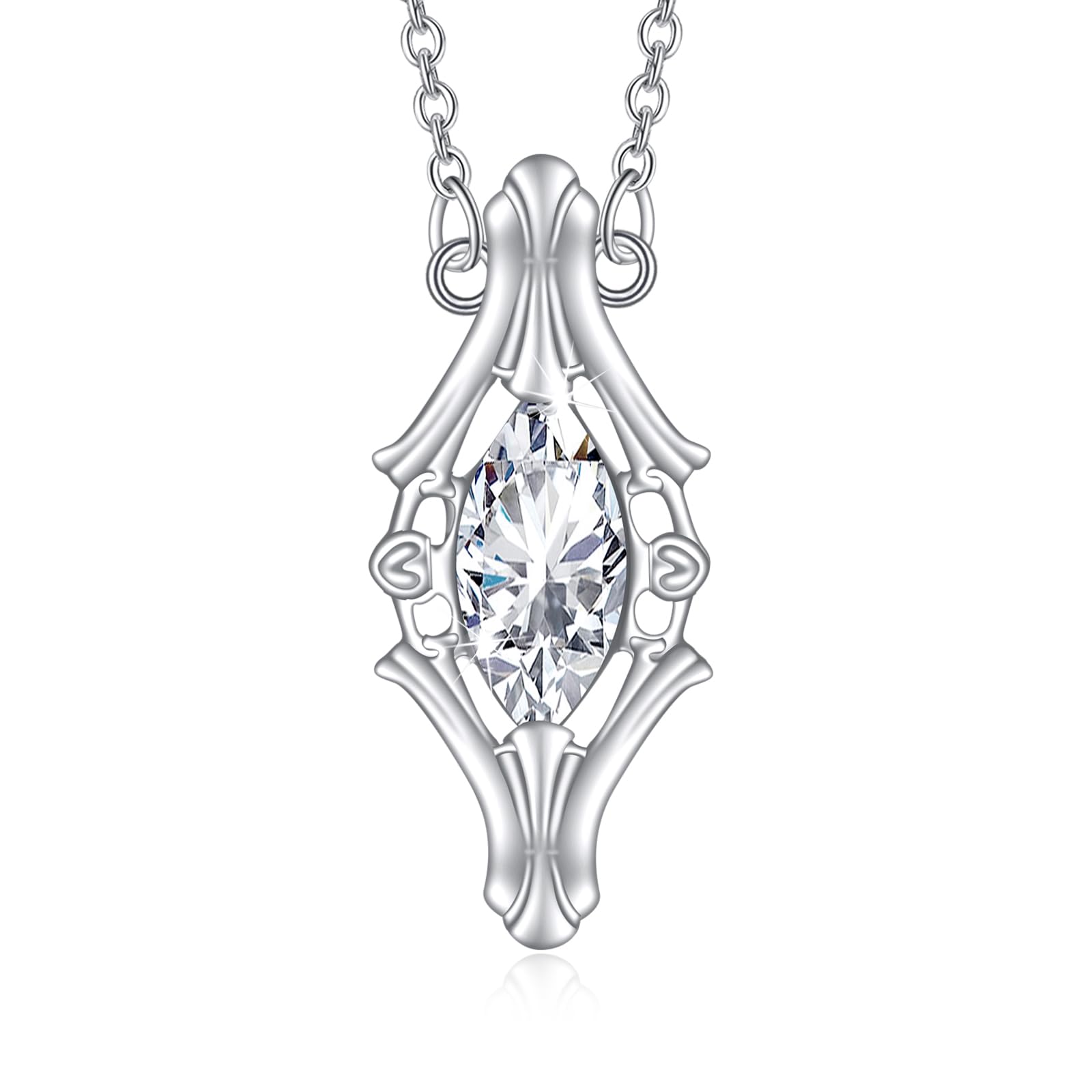 Lord of The Ring/Arwen Evenstar/Elven Green Tree Leaf/Thorin Oakenshield Necklace Lord of The Ring Pendant Necklace with Cubic Zirconia,Elvish Jewelry for Women