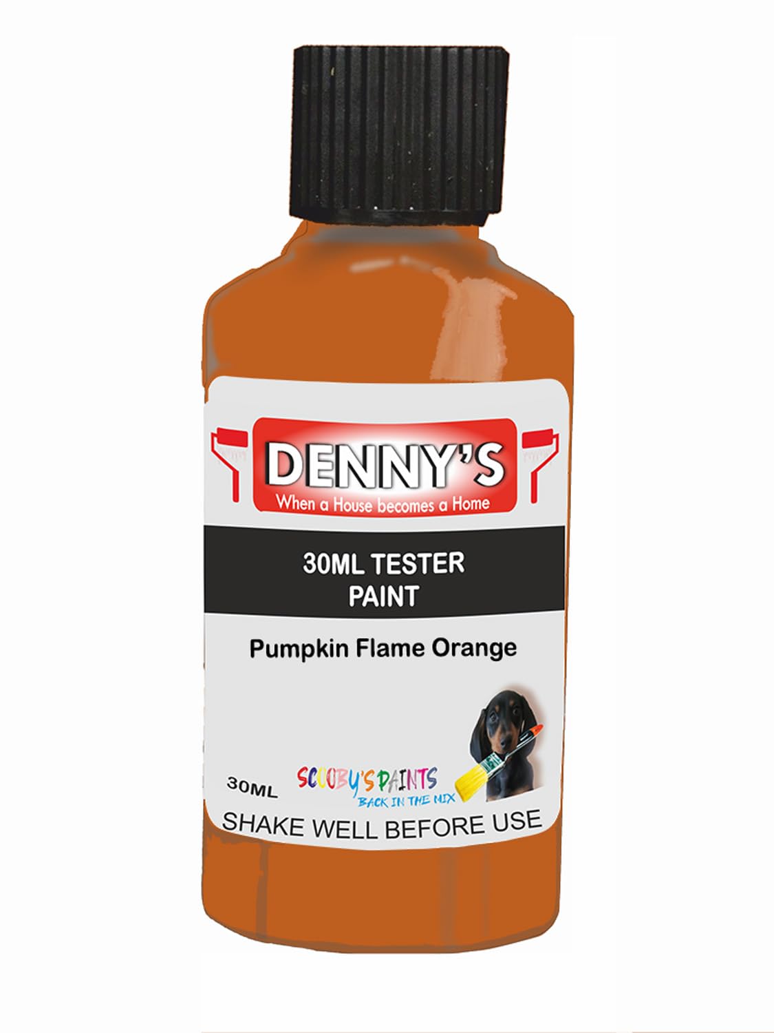 SCOOBYS PAINTS BACK IN THE MIX Chalk Emulsion Matt Paint, Water-Based, No Primer Required, For Walls and Furniture Orange, (Pumpkin Flame Orange, 30ml Colour Tester)