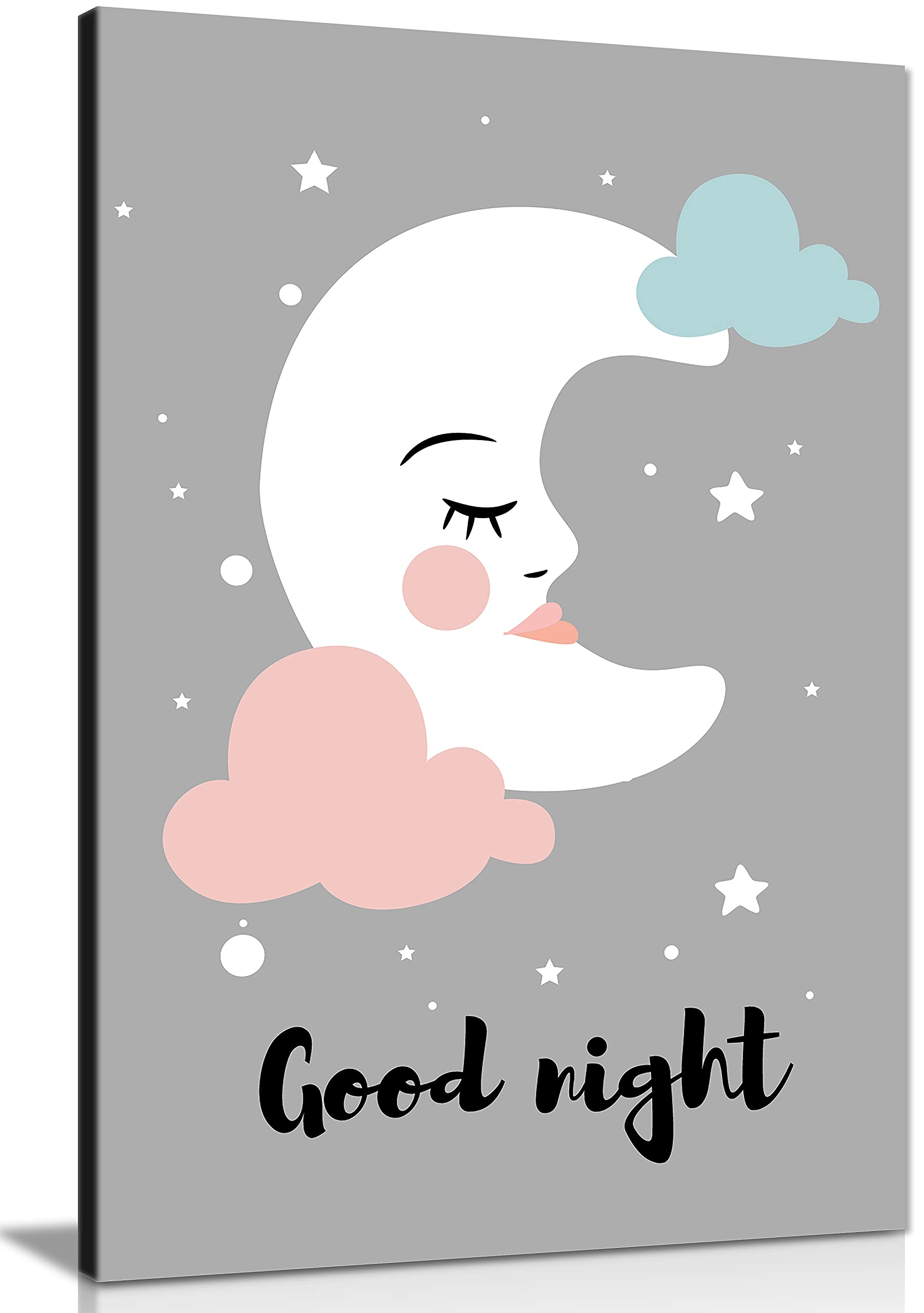 Panther Print, Canvas Wall Art for Baby Room, Framed Pictures for Kids Bedroom, Ready to Hang Nursery Decor, Cute Moon, Art Prints for Special Occasions (18x12 Inch) — image 1
