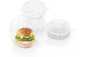 6x6 Clear Plastic Hinged Food Containers (100-Pack)