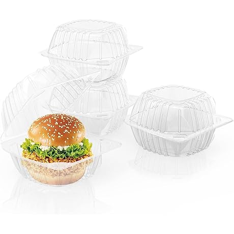 6x6 Clear Plastic Hinged Food Containers (100-Pack)