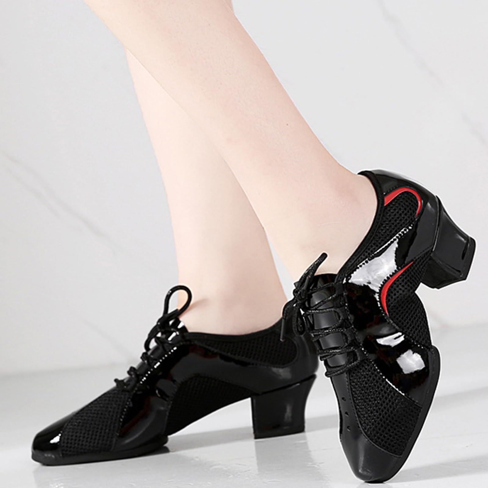 Chaussures De Danse Pour Femme En Maille Respirante - Talon Bloc Bas - Semelle Souple - Pour Pieds Larges - Idéales Loisirs - 9