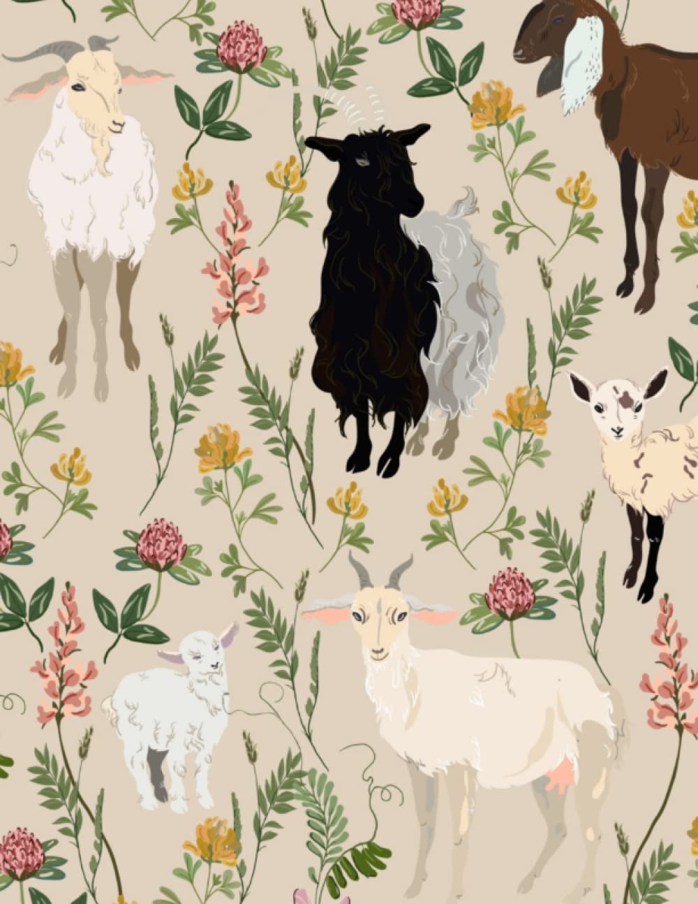 Goat Notebook | Notebook with Goats | Wide Ruled Notebook | Goat Journal | Goat Notepad | 120 Pages