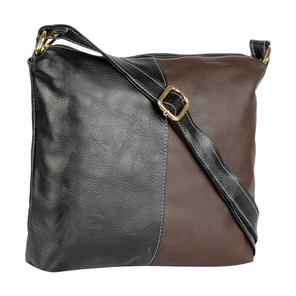 THE RUNNERPU LEATHER DUAL COLOUR SLING BAG FOR GIRLS