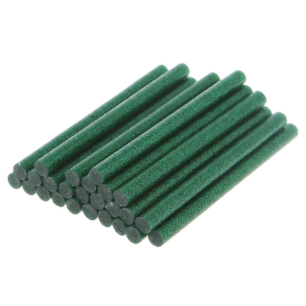 BloomingJS 25pcs 100g Hot Melt Glue Stick Glitter 7x100mm Adhesive for DIY Craft Toy Repair (Green)