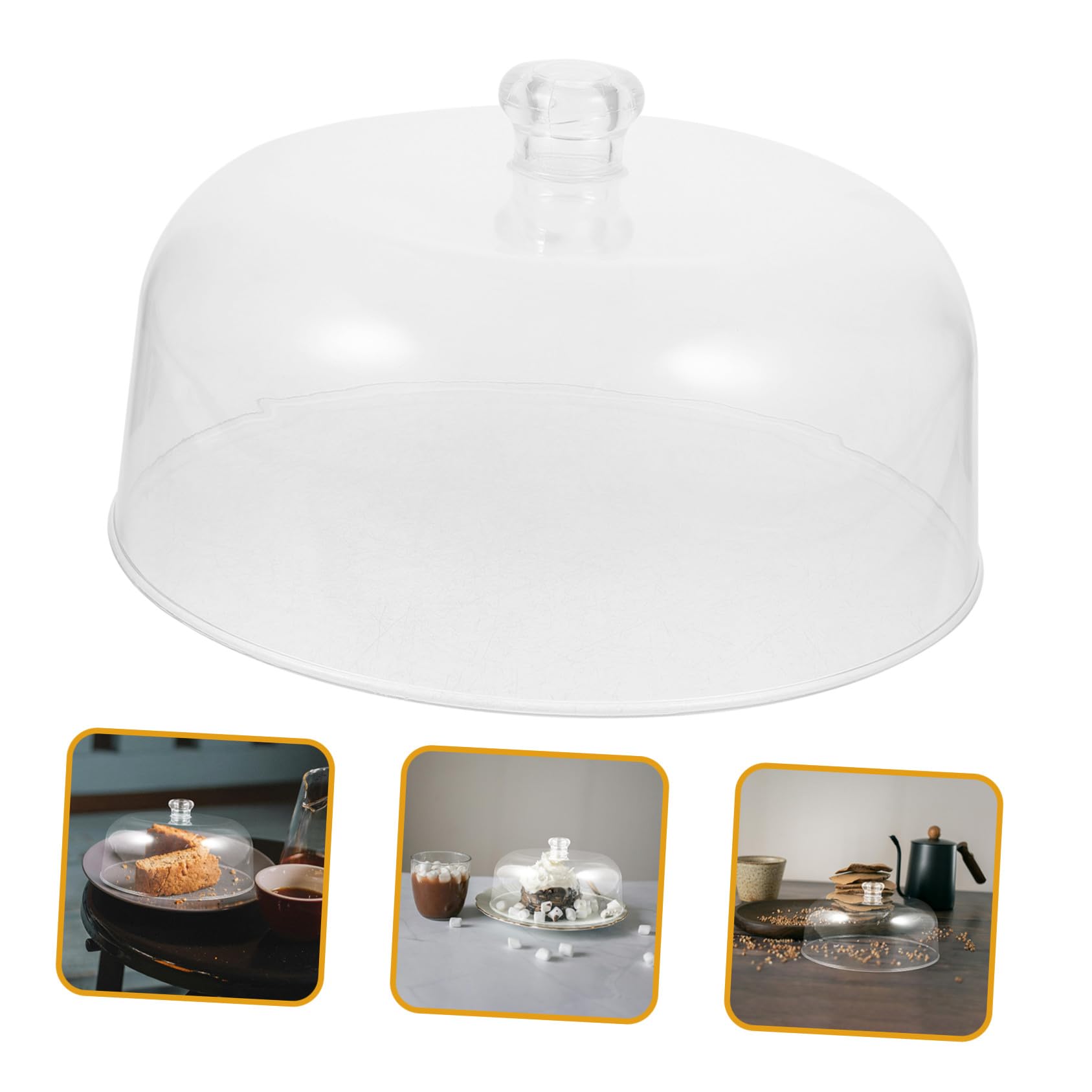 Uonlytech Copertura Trasparente per Alimenti e Cupola per Torta in Acrilico 28x28x15 Cm, Protezione Antipolvere Riutilizzabile per Buffet e Feste, Coperture Protettive per Dessert e Vassoi