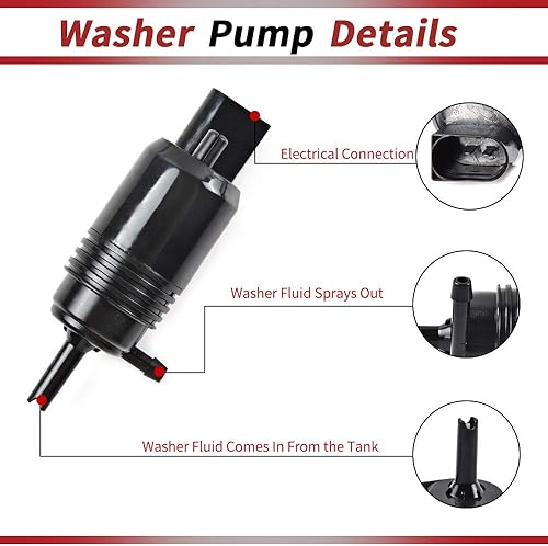 Vista 39 de OTUAYAUTO - Repuesto de bomba de limpiaparabrisas para Acura/Honda/Suzuki, Factory OE Style con ojal 89001132