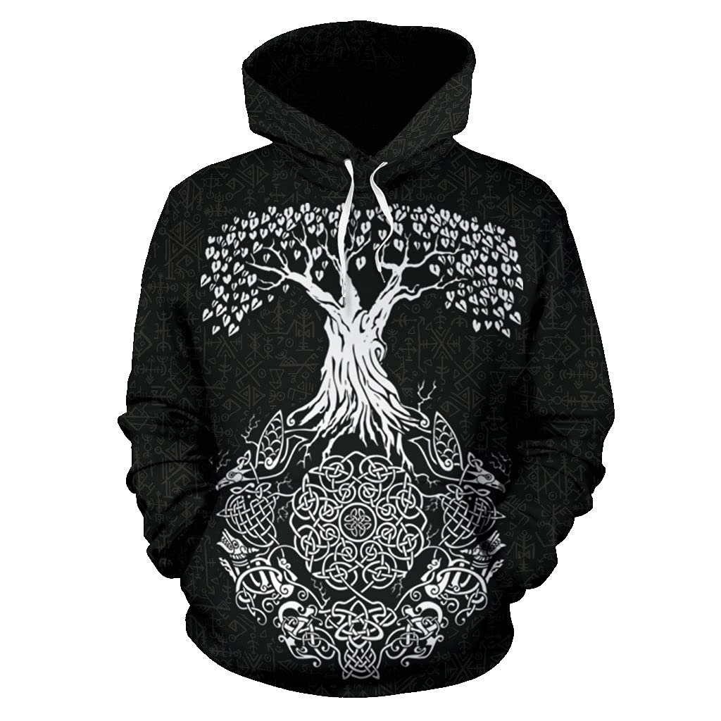 Sweat Viking homme motif Yggdrasil noir taille S sweat-shirt 3D