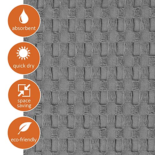 Gilden Tree Waffle Hand Towels For Bathroom Quick Drying Lint Free Thin, Modern Style (Slate) #TOP4