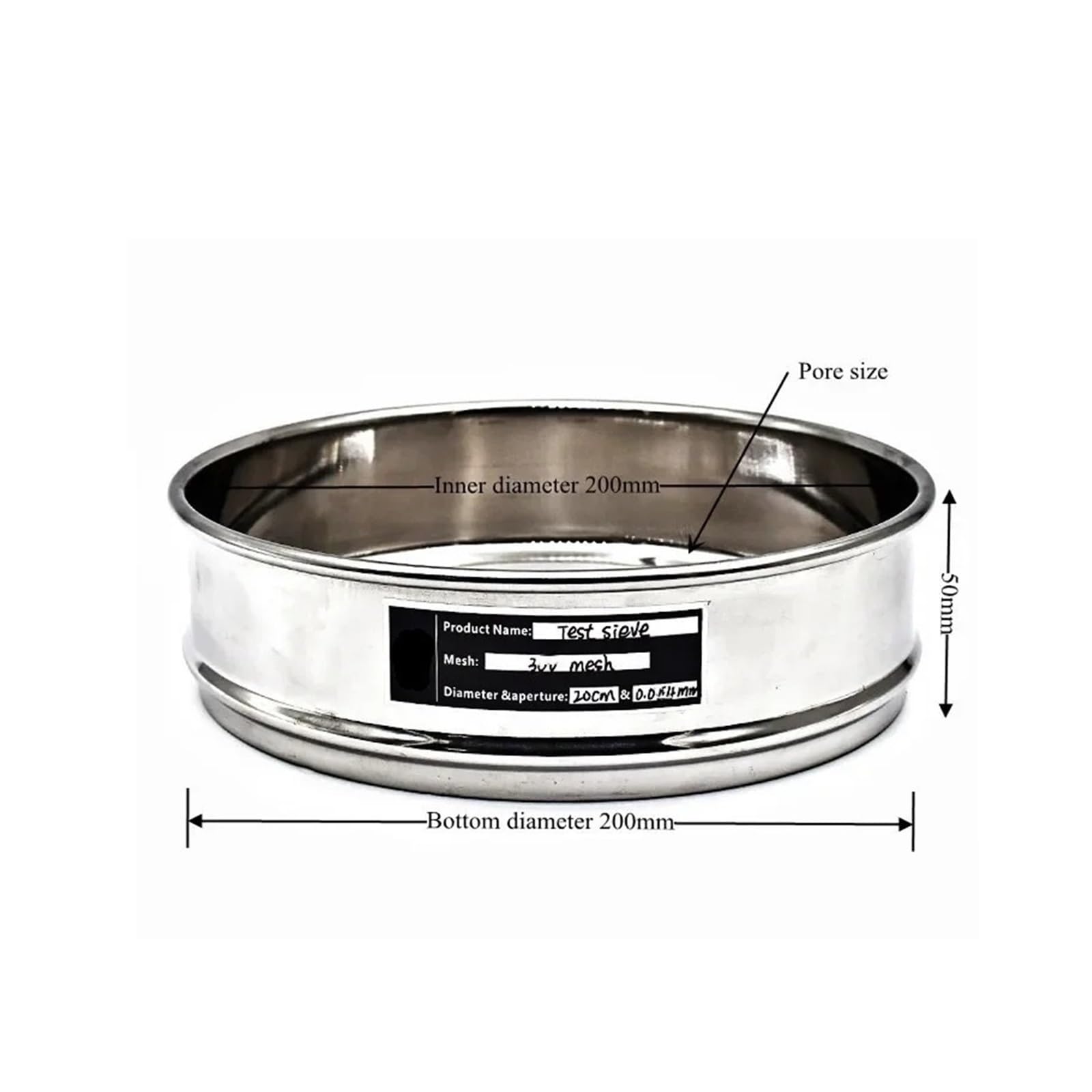 Lab Analysis Sieve Woven Wire Mesh Sampling Inspection Pharmacopeia Test Sieve All Stainless Steel Diam. 20cm 250 Mesh / 0.063mm