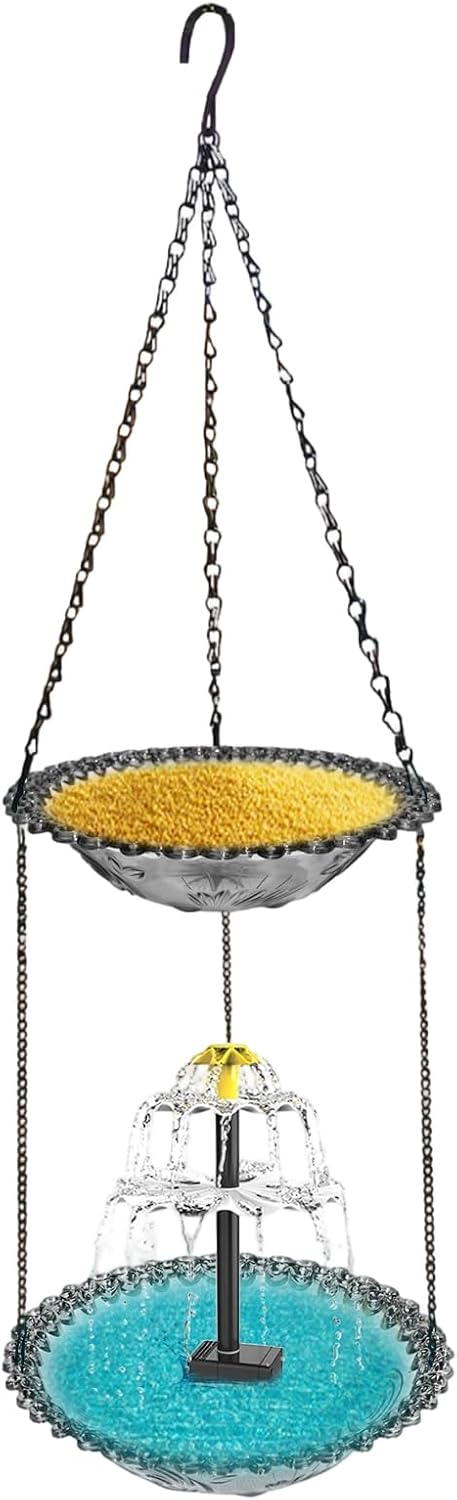 Garden Bird Bath | Animals Dish with Solar Pump,Garden Bird Bath Water Basin - for Hummingbird Robin Sparrow Terrace Pillars Patio Yard Balcony Courtyard