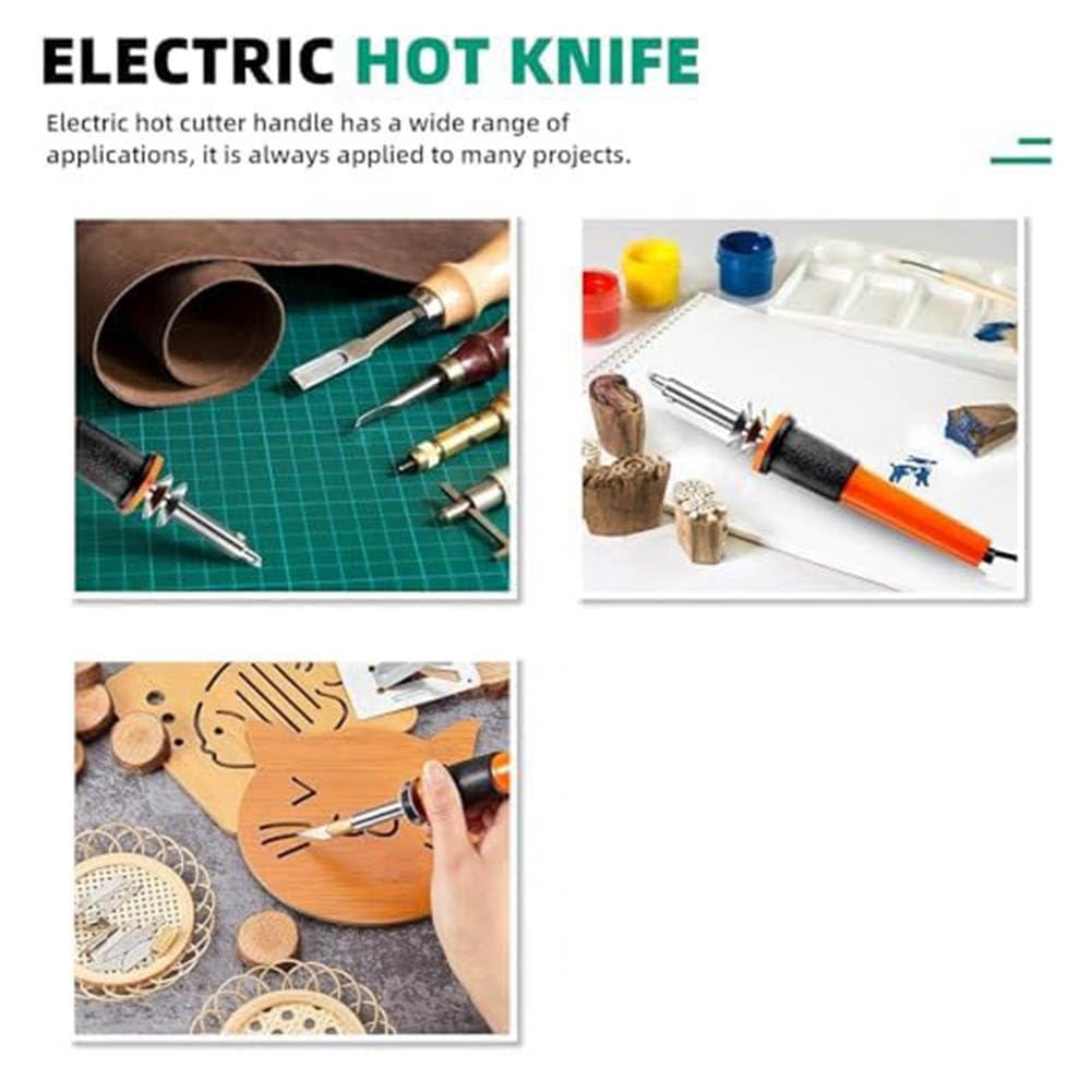 Kit d'Outils de Coupe-Couteaux Électriques, Kit de Combustion de Bois Électrique Support en Métal Coupe-Mousse pour Pochoirs en Plastique Souple et Fin