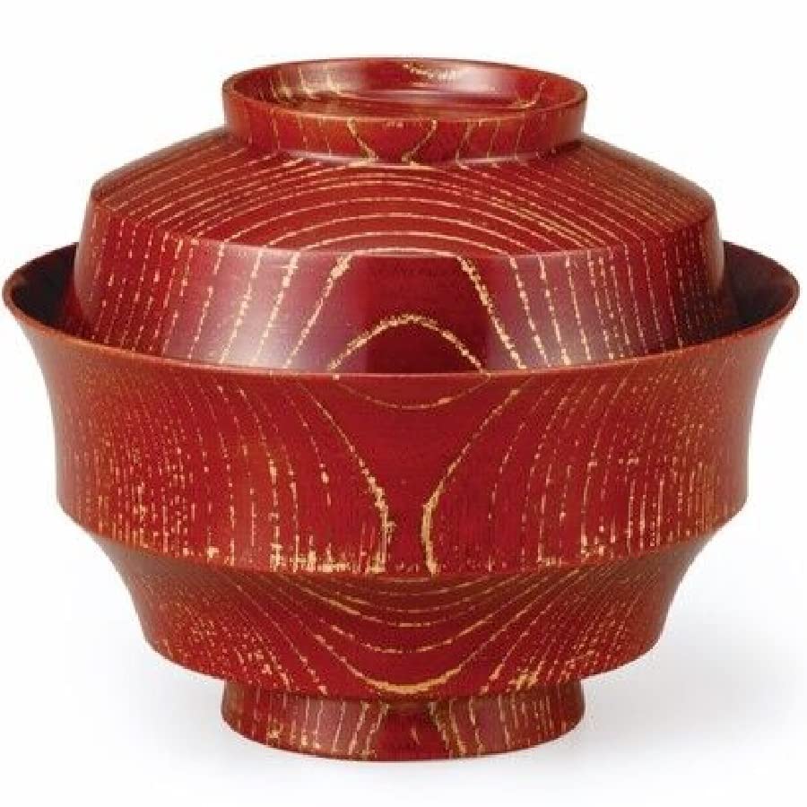 Amazon.co.jp: 山中漆器 欅4.3駒形煮物椀 赤摺 GOLD 本金を施した煮物