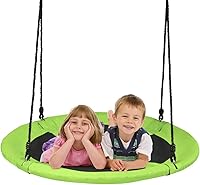 Vista 13 de KOTEK Columpio de árbol de platillo de 40 pulgadas para niños, juegos de columpio para interiores y exteriores con cuerdas ajustables para colgar
