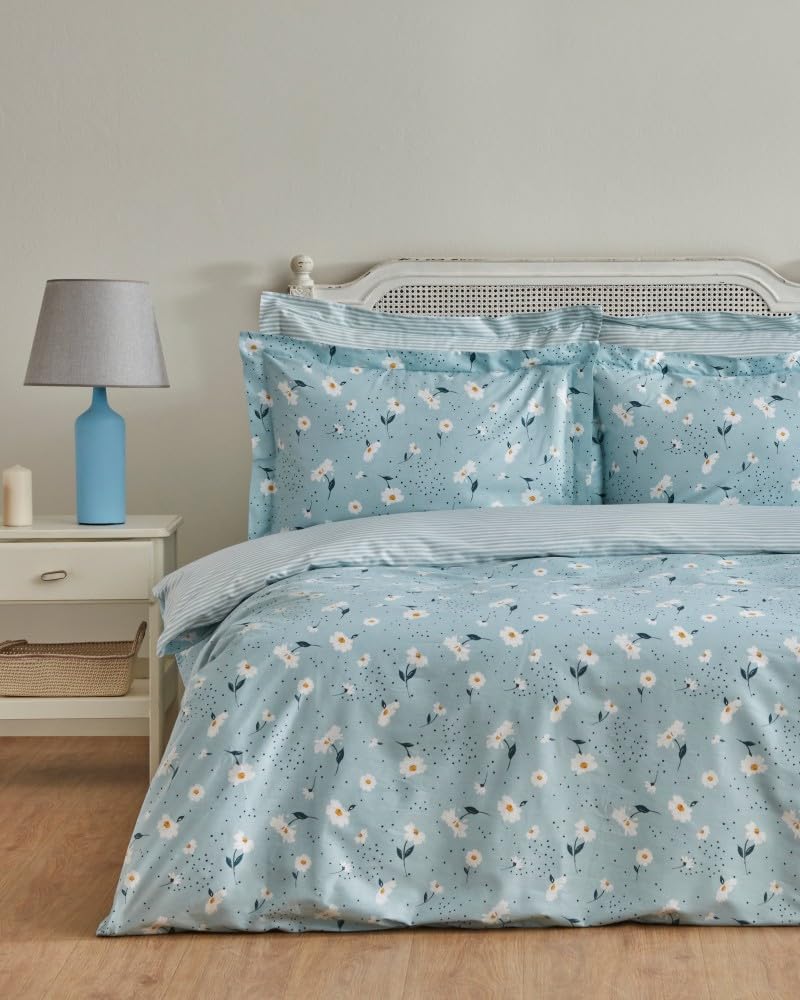 Linge de lit simple en coton Daisy Karaca couleur menthe pour chambre d'amis