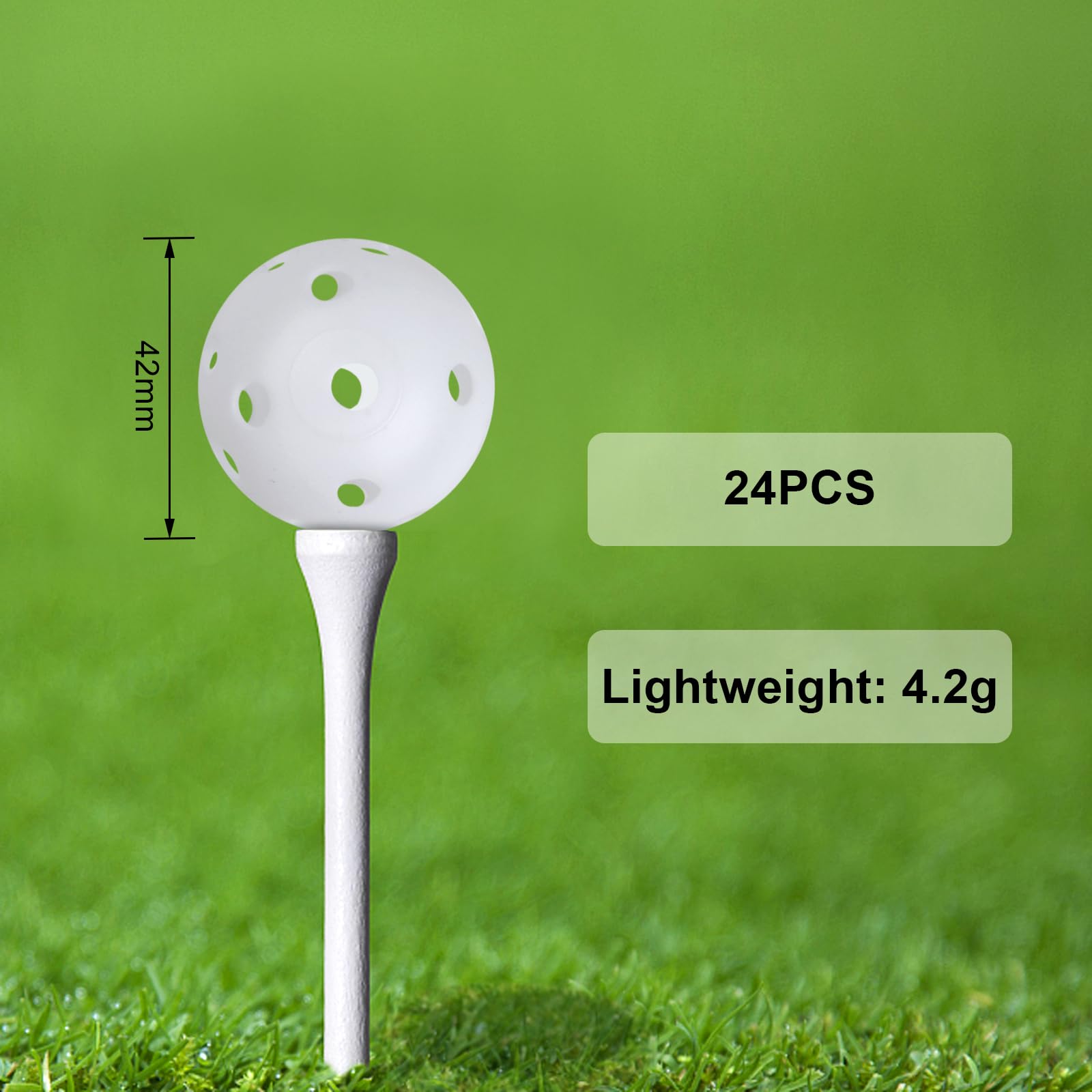 Joyberg Übungsgolfbälle, 42 mm, Kunststoff-Golfbälle, Übungsgolfbälle für Hinterhof, Training, Golfbälle für Schwungübungen, 24 Stück