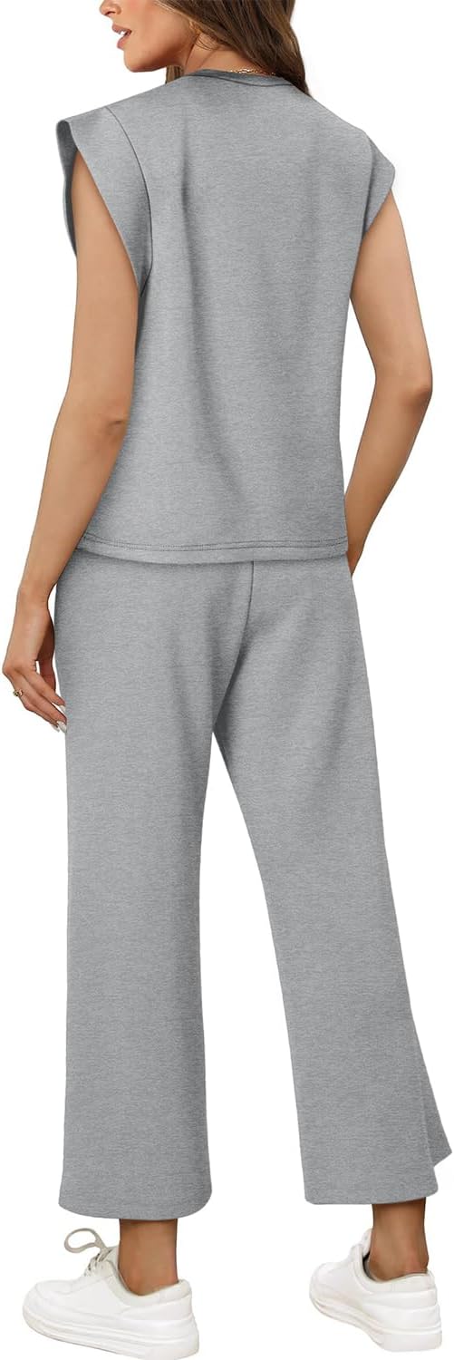 CHICZONE Two Piece Summer Sets for Women Casual Travel Vacation Outfits Wide Leg Crop Pants Lounge Sets - Image 4