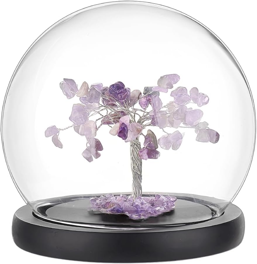 PandaHall Glass Display Dome Cloche, 5.3 Inch Glass Bell Jar Dome Cover Decorative Jars Display Case with Black Base for Flower Storage, Home Decoration
