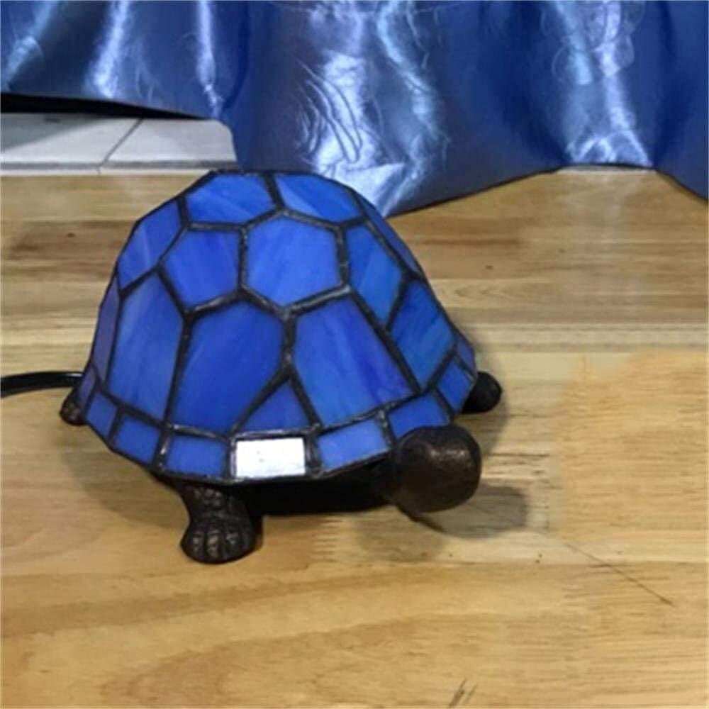 Lampe de chevet tortue en verre de peinture rétro art européen bleu