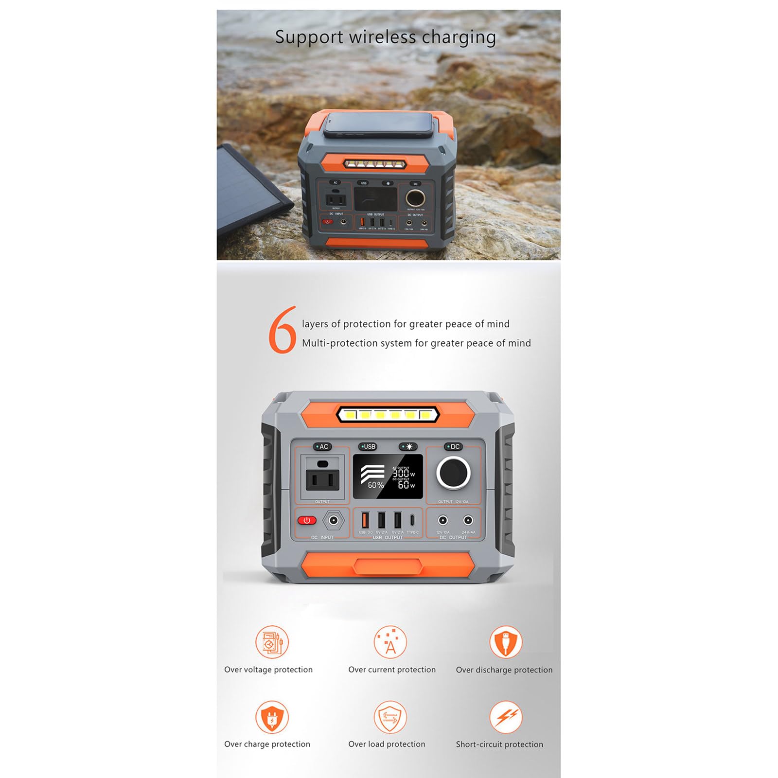 Station de Recharge d'urgence 300 W pour la Maison, Portable, Autonome, pour Les Voyages et Les activités de Plein air. Alimentation de Secours Mobile.