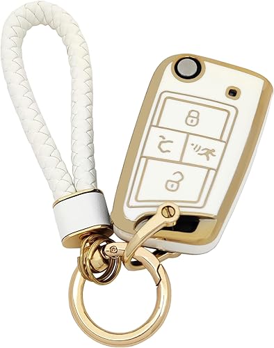 Vista 31 de Funda para llavero VW de TPU suave compatible con VW Volkswagen Jetta Passat Golf Beetle Rabbit GTI CC EOS Accesorios con llavero