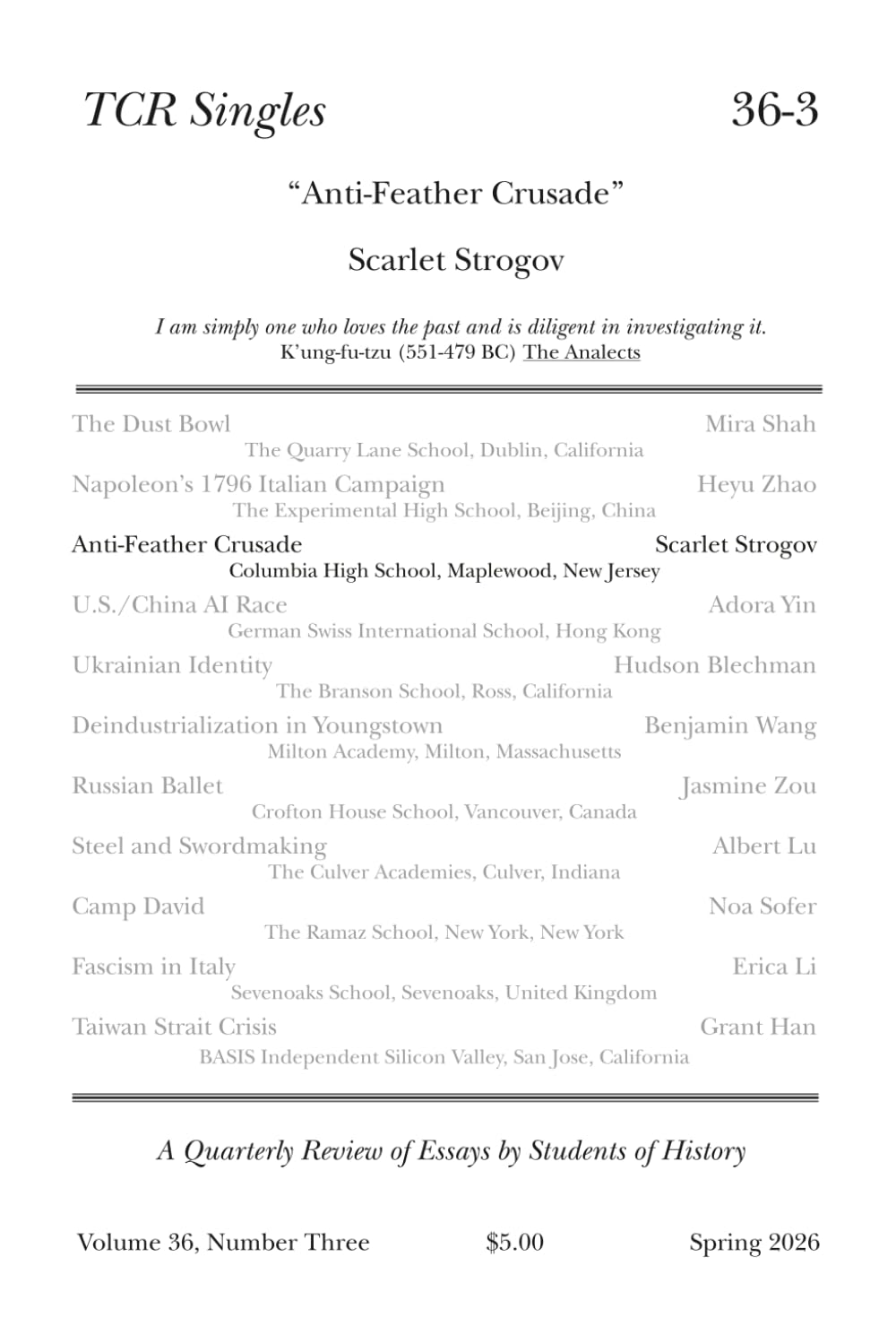 TCR Singles 36-3 Anti-Feather Crusade