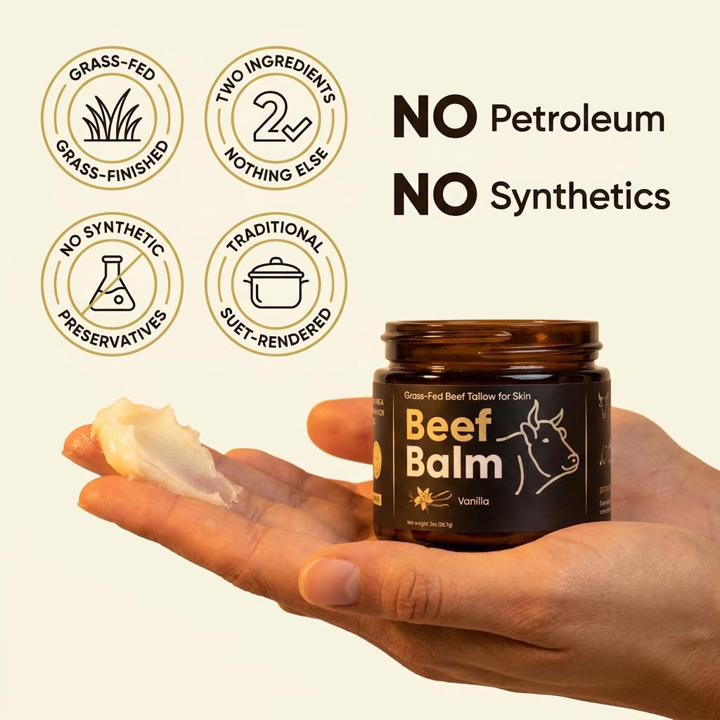 Ingredienti naturali: il nostro balsamo al sebo di mucca alimentato con erba è realizzato esclusivamente con ingredienti naturali, tra cui sebo di manzo e oli essenziali. Senza profumo