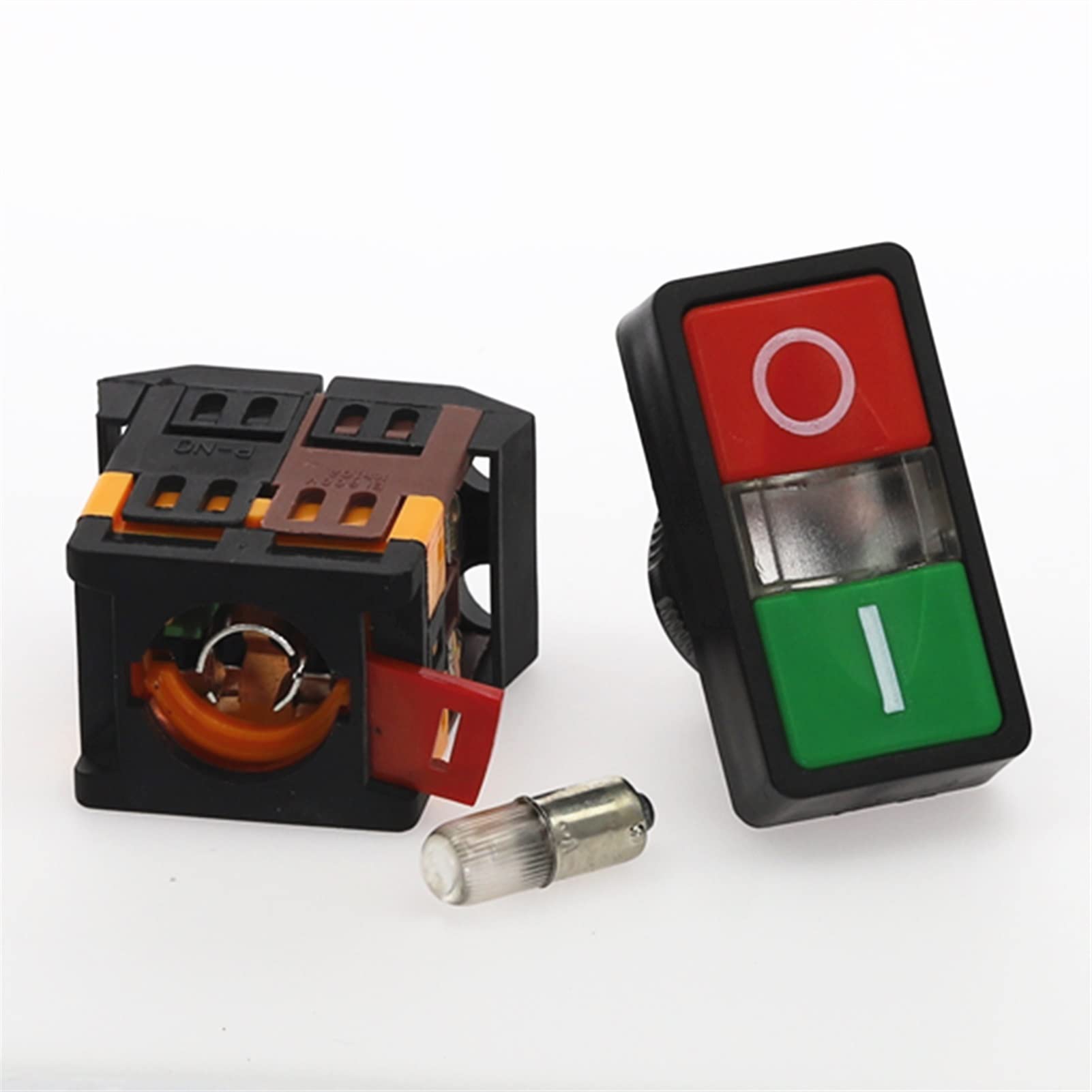 1 Uds AS-22N 25N Interruptor de pulsadores Dobles de Arranque y Parada con lámpara LED (Color : 380v)