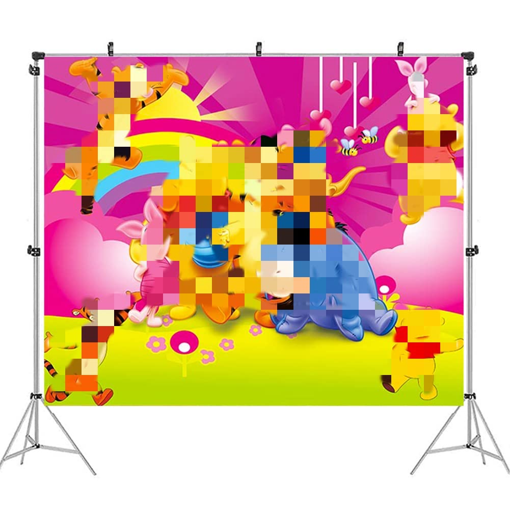 Winnie The Pooh Background Hilloly Party Supplies Backdrop Cartoon Theme Photographic Background Winnie the Pooh Decoration Backdrops Photography Studio Props Wall Decoration for Kids(5x3ft)