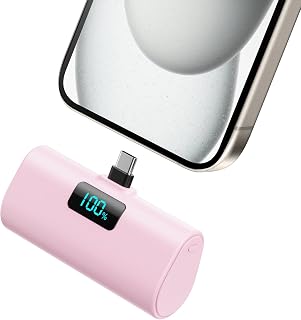 Mini Portable Charger for iPhone 16/15, Upgraded 5500mAh Compact PD USB C Power Bank, LCD Display Phone Charger Battery Pack for iPhone 16/16 Pro Max/15/15 Pro Max Series,Samsung Galaxy Android etc