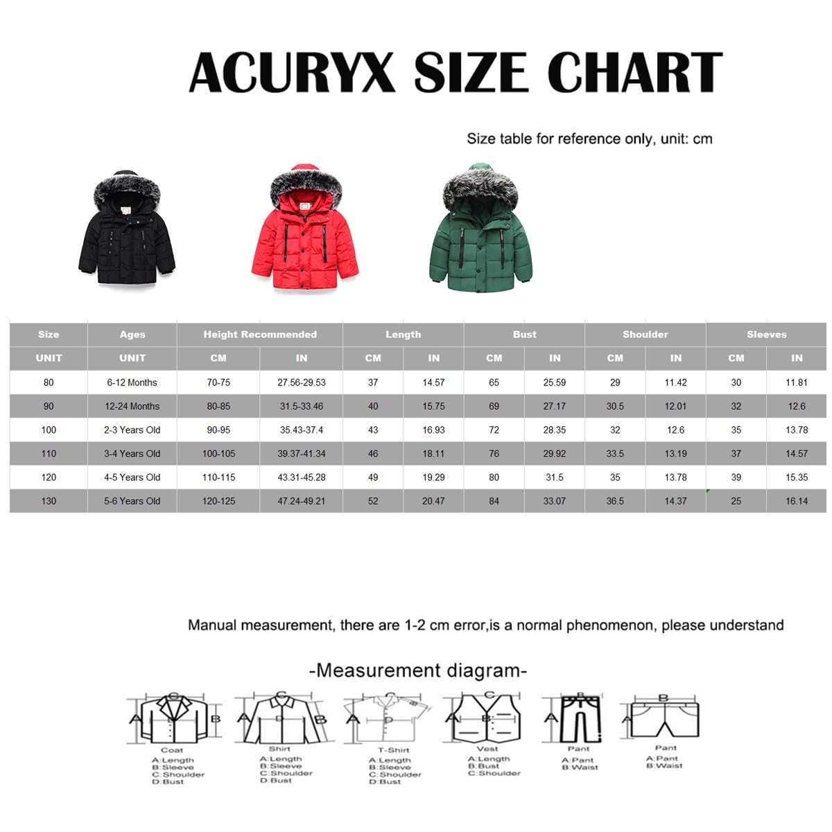 Enfant Garçon Fille Chaud Doudoune Manteau Veste à Capuche Fourrure d'Hiver Bébé Blouson à Manches Longues
