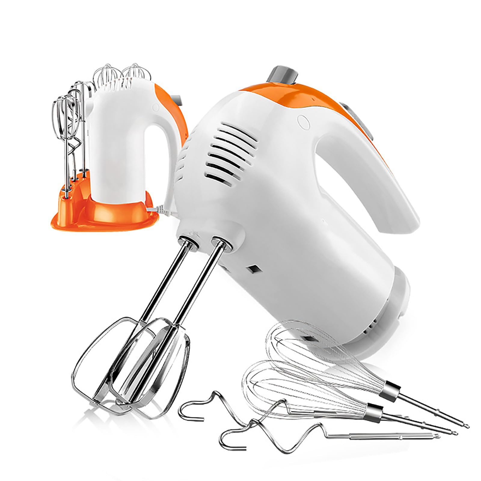 Sbattitore elettrico manuale da cucina 300 W, 5 velocità con fruste in acciaio inossidabile 304, ganci per impastare e frusta - Ideale per la cottura al forno