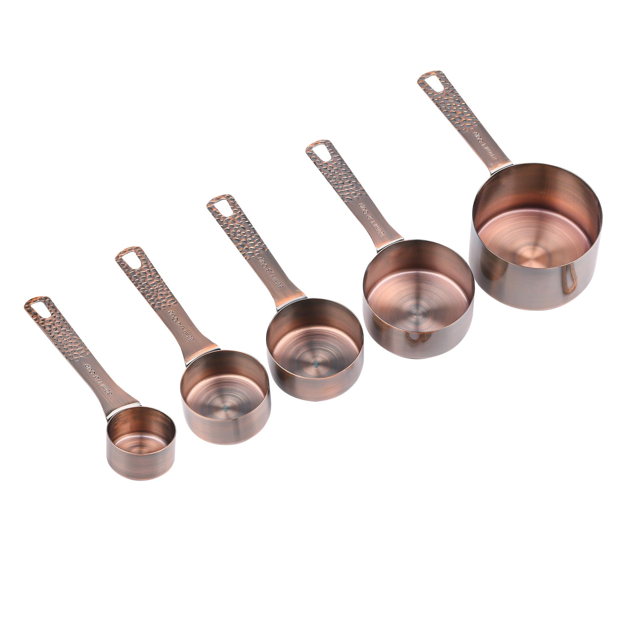 Smithcraft Copper Measuring Cups and Spoons Set 11, Dry Metal Measuring Cup Set for Cooking&Baking, Stainless Steel Measuring Cups and Spoons, 5 Measure Cups and 6 Kitchen Measurement Spoons & Leveler