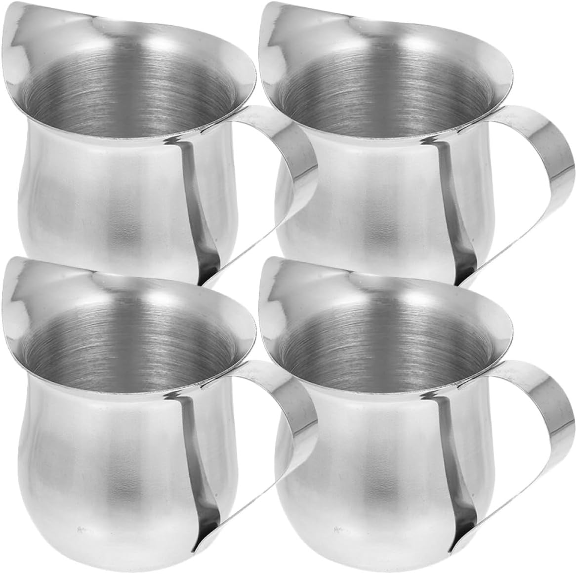 4Pcs Stainless Steel Espresso Measuring Milk Pitcher 90Ml Small Coffee Frothing Jug with Scale Design for Latte Art and Espresso Brewing