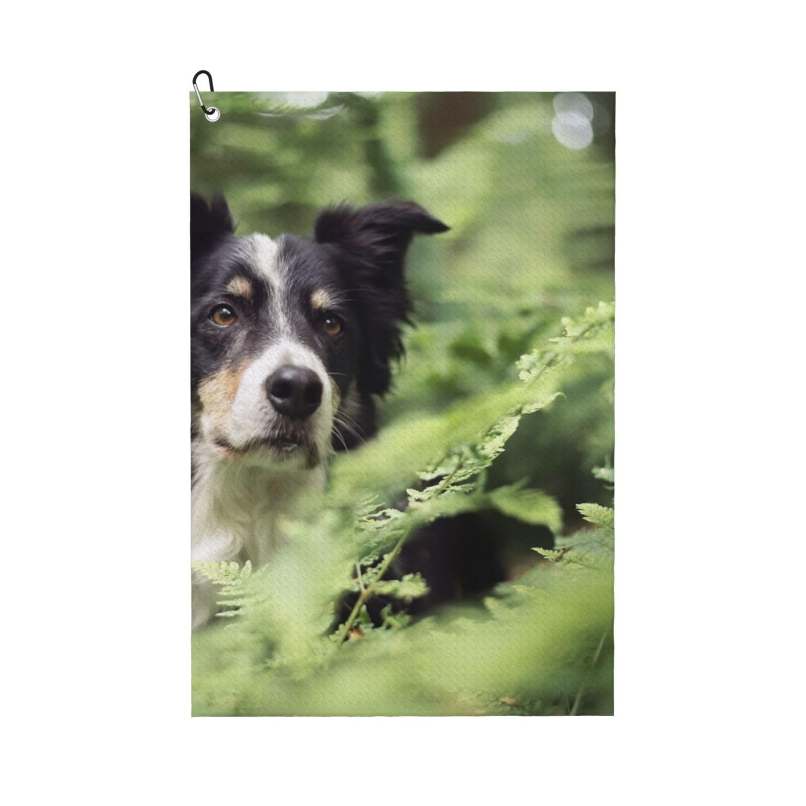 Hnnkloy Border Collie Dogs Bokeh Pets Black White, 16x24 in Portable Waffle Golf Towels with Carabiner Clip for Golf Bag
