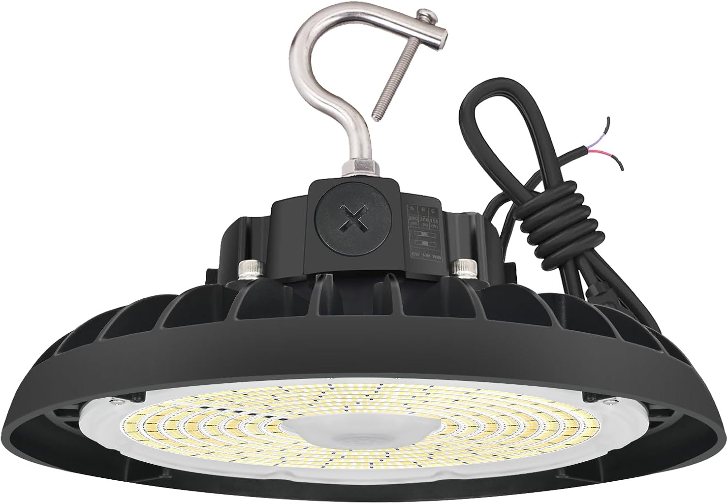 Paby 150W/120W/100W UFO High Bay Light, 23250LM 0-10V Dimmable, LED Shop Lights 3500K/4000K/5000K, Replacement of 730W MH/HPS for Workshop Warehouse Factory Barn Garage