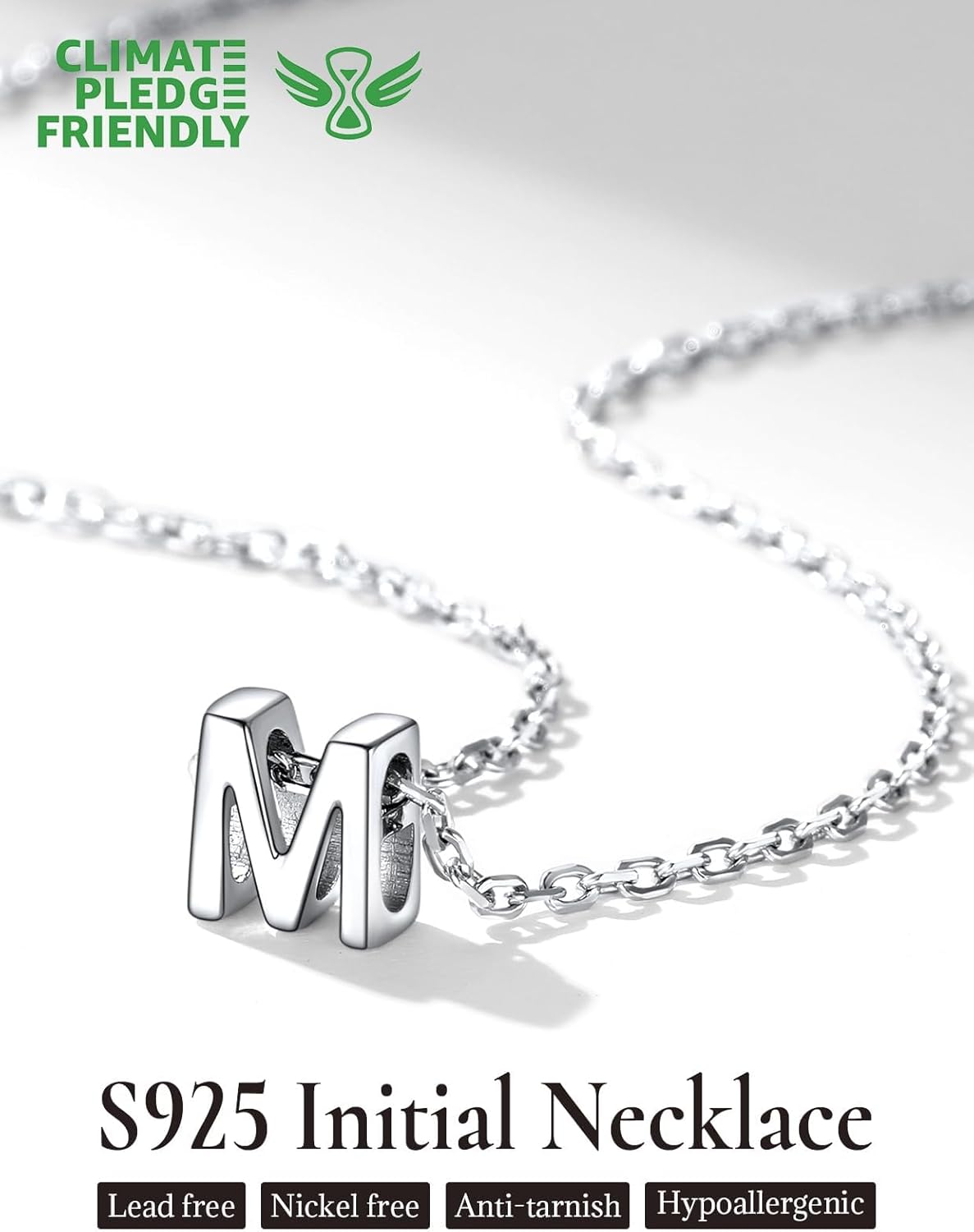 SILVERCUTE Valentines Day Gifts for Her - Small 925 Sterling Silver Initial Necklace for Women,Tiny Silver Initial Pendant Tiny Letter Necklace with Adjustable Chain,16"-18" - Image 6