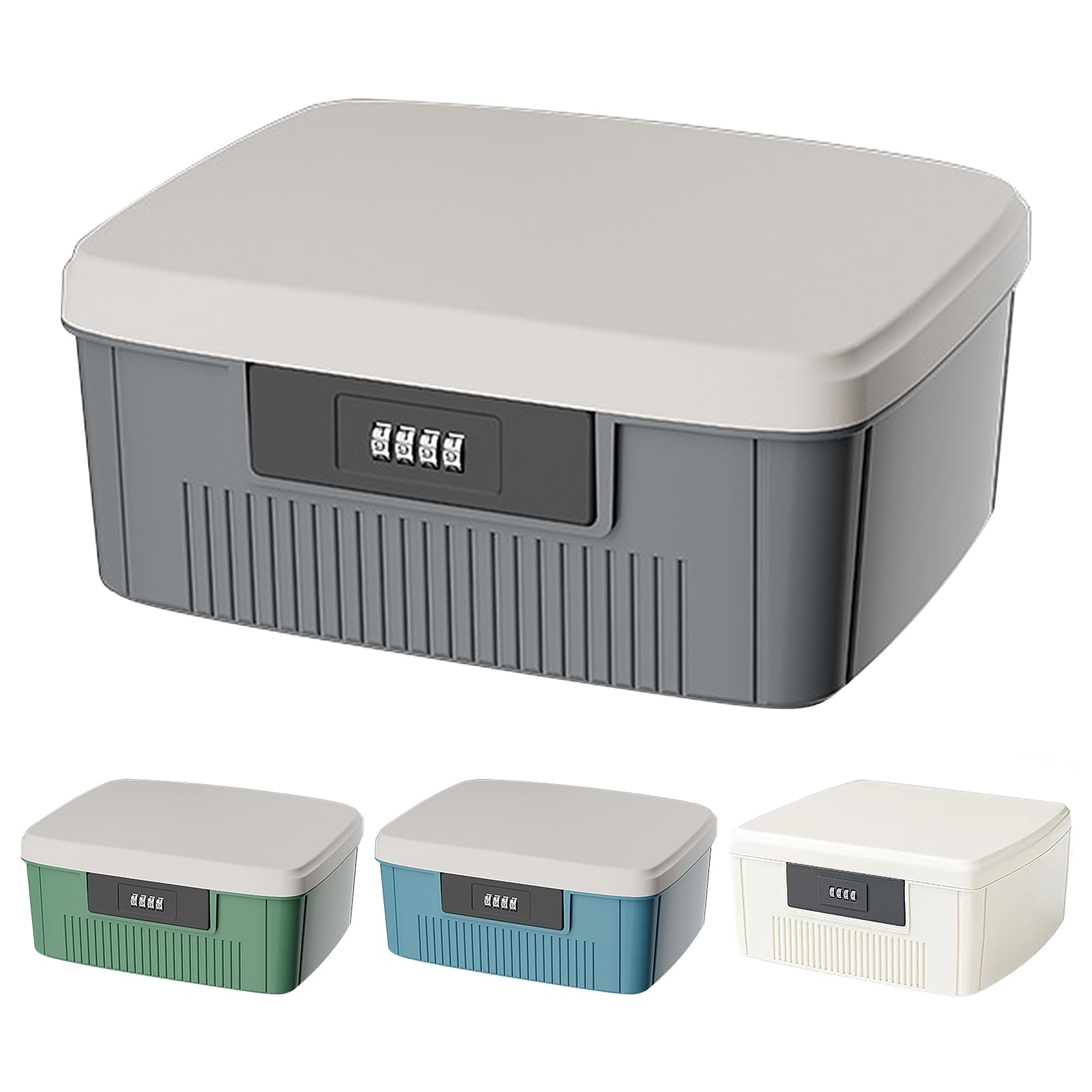 Aartner Afsluitbare doos, 25 x 20 x 10 cm, afsluitbare doos, ABS-medicijnbox met cijferslot, dubbellaags medicijnbox, groot, medicijnkoffer met scheidingswand en cijferslot, wit