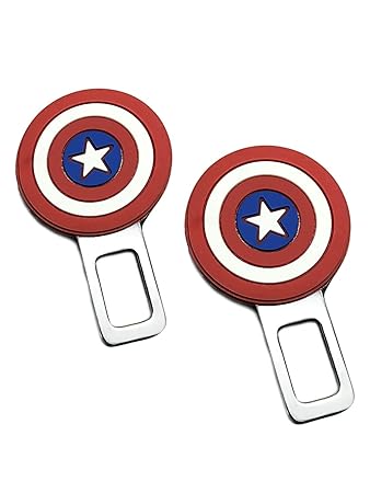 CarEmpire Alarm Stopper Captain America Design Null Insert Seat Belt Buckle Clip for All Cars Bottle Openers (Multicolor) - Set of 2