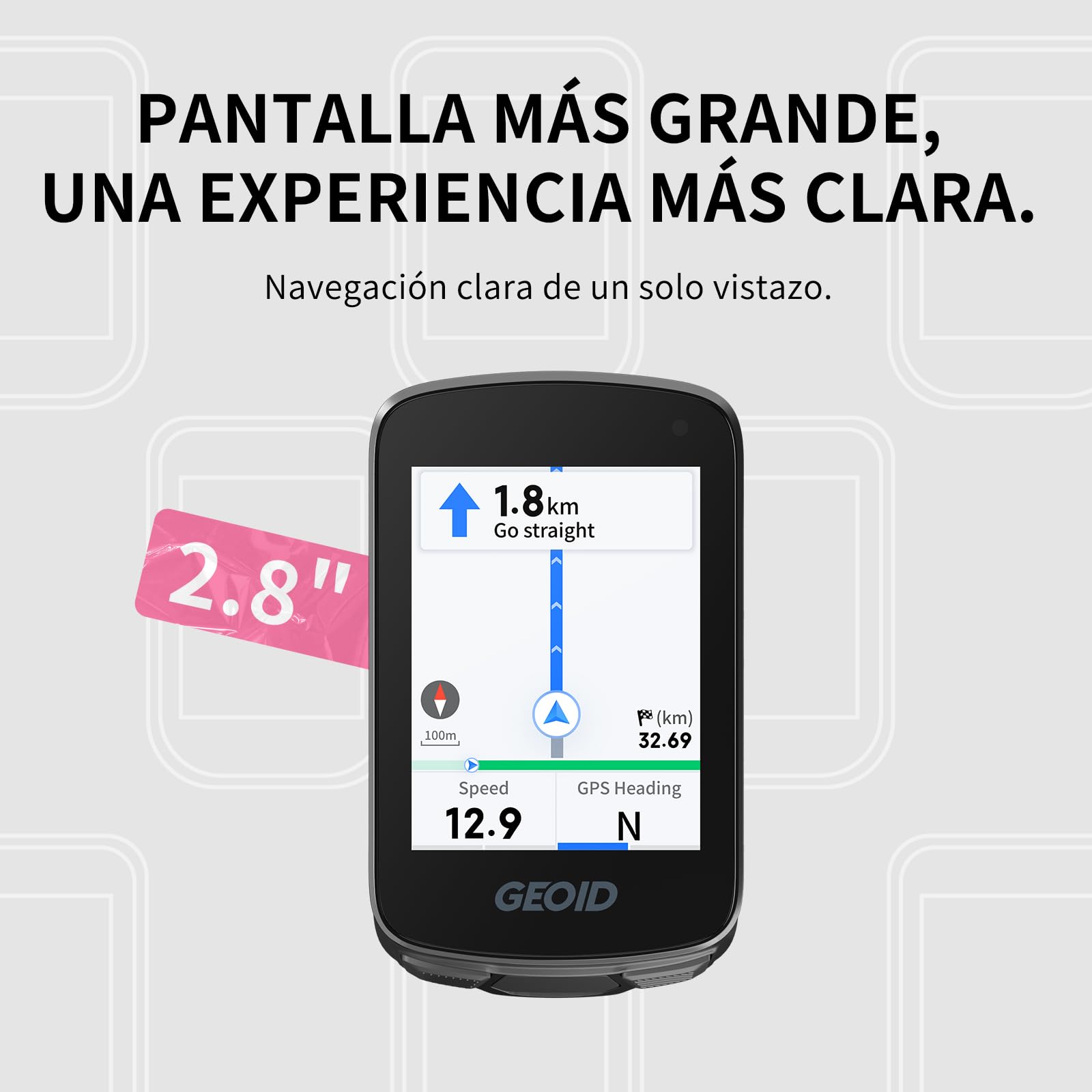 GEOID CC700 GPS Ciclocomputador Bicicleta Sin Cables Pantalla Color 2.8 Pulgadas Navegación Ruta Ant+ Bluetooth IPX7 Impermeable Autonomía 15-25H